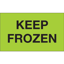3" x 5" Keep Frozen Fluorescent Green Labels
