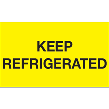 3" x 5" Keep Refrigerated Fluorescent Yellow Labels 500ct roll