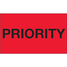 3" x 5" Priority Fluorescent Red Labels