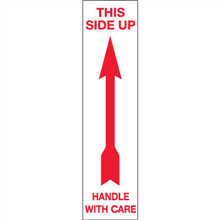 2" x 8" Up - Handle With Care Arrow Labels