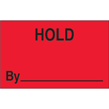 1 1/4" x 2" Hold By Fluorescent Red Labels