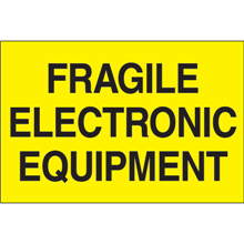 2" x 3" Fragile Electronic Equipment Fluorescent Yellow Labels