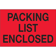 2" x 3" Packing List Enclosed Fluorescent Red Labels