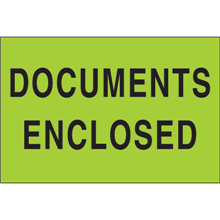 2" x 3" Documents Enclosed Fluorescent Green Labels