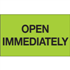 3" x 5" Open Immediately Fluorescent Green Labels 500ct roll