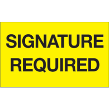 3" x 5" Signature Required Fluorescent Yellow Labels