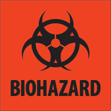 2" x 2" Biohazard Fluorescent Red Labels