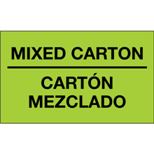3" x 5" Mixed Carton - Carton Mezclado Fluorescent Green Bilingual Labels