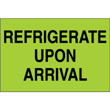 2" x 3" Refrigerate Upon Arrival Fluorescent Green Labels