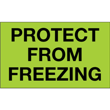 3" x 5" Protect From Freezing Fluorescent Green Labels