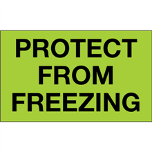 3" x 5" Protect From Freezing Fluorescent Green Labels 500ct roll