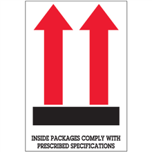 4" x 6" Inside Packages Comply Arrow Labels
