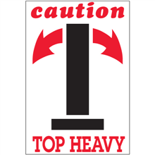 4" x 6" Caution - Top Heavy Arrow Labels