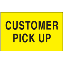 3" x 5" Customer Pick Up Fluorescent Yellow Labels