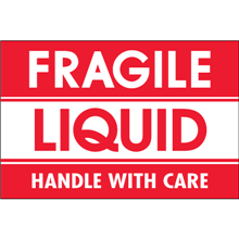 2" x 3" Fragile - Liquid - Handle With Care Labels