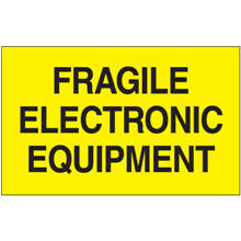 3" x 5" Fragile Electronic Equipment Fluorescent Yellow Labels 500ct Roll