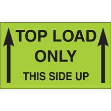 3" x 5" Top Load Only - This Side Up Fluorescent Green Labels