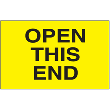 3" x 5" Open This End Fluorescent Yellow Labels