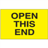 3" x 5" Open This End Fluorescent Yellow Labels