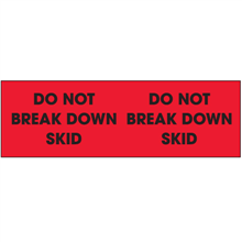 3" x 10" Do Not Break Down Skid Fluorescent Red Labels 500ct Roll