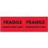 3" x 10" Fragile Handle With Care Fluorescent Red Labels