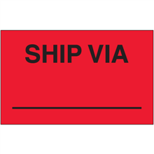 3" x 5" Ship Via - Fluorescent Red Labels