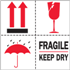 4" x 4" Fragile - Keep Dry Labels