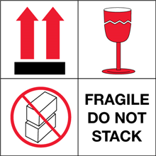 4" x 4" Fragile - Do Not Stack Labels