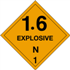 4" x 4" 1.6 Explosive N 1 Shipping Labels