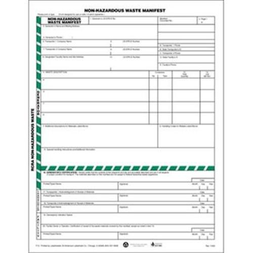 Non Hazardous Waste Manifest, Laser 1 Part Form - 100 Pack