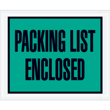 7" x 5 1/2" Green Packing List Enclosed Envelopes