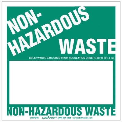 Non Hazardous Waste Label - Blank Half Open Box, Vinyl