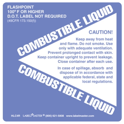 Combustible Liquid Label, Paper