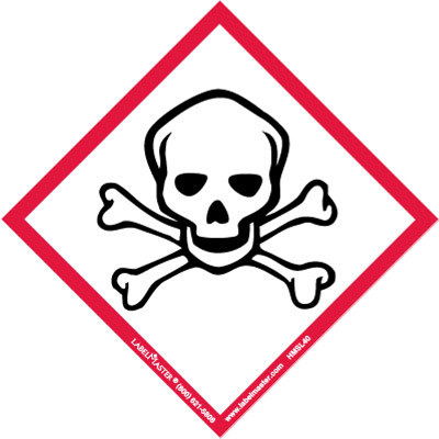 Hydrogen Sulfide Warning Label - Red