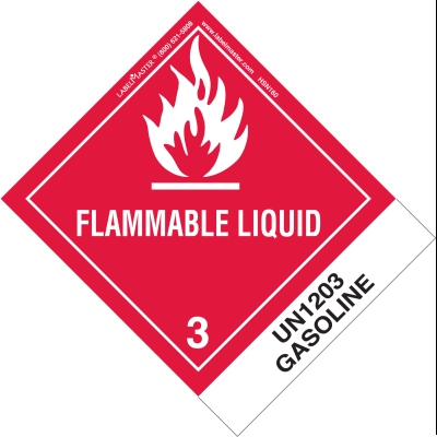 Flammable Liquid Label UN1203 Gasoline Paper