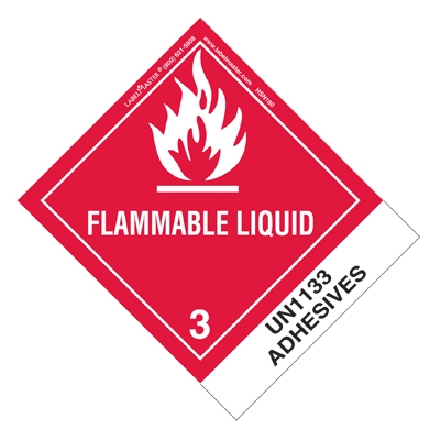 Flammable Liquid Label UN1133 Adhesives Paper Standard Tab