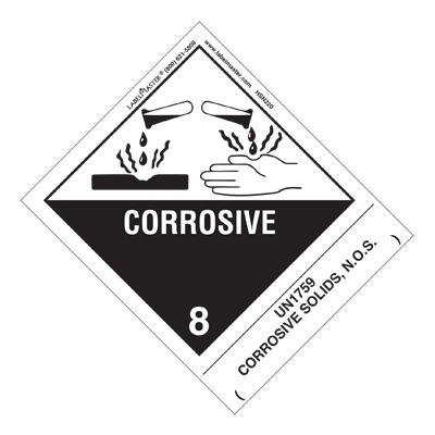 Corrosive Label - UN1759 Corrosive Solids NOS