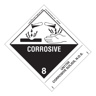 Corrosive Label UN1759 Corrosive Solids NOS