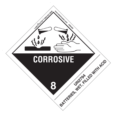 Corrosive Label - UN2794 Batteries Wet Filled With Acid