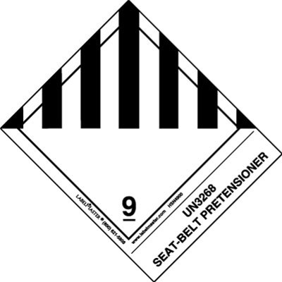 Miscellaneous Dangerous Goods Label UN3268 - Seat-Belt Pretensioner