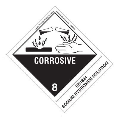 Corrosive Label - UN1824 Sodium Hydroxide Solution