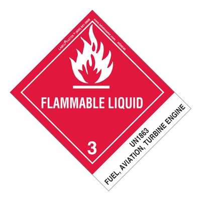 Flammable Liquid Label UN1863 Fuel Aviation Turbine Engine