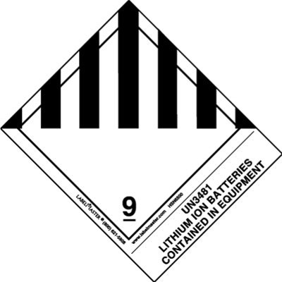 UN3481 Lithium Ion Batteries Contained in Equipment Label