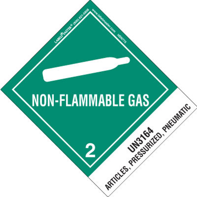 Non Flammable Gas Label UN3164 Articles Pressurized Pneumatic