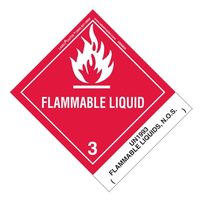 Flammable Liquid Label UN1993 Flammable Liquid NOS Paper