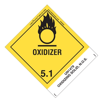 Oxidizer Label UN1479 Oxidizing Solid NOS Paper