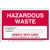 Hazardous Waste Label - Vinyl