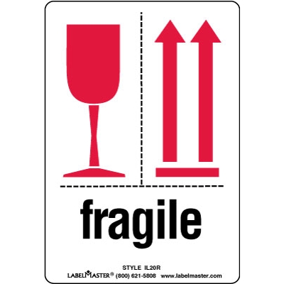 Fragile Label with Glass and Up Arrow