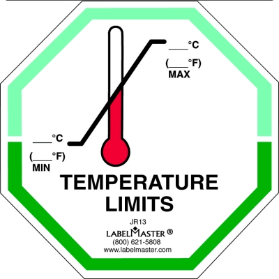 Temperature Limits Label, Octogonal