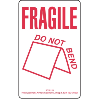 Fragile Do Not Bend Label Fragile Labels L103